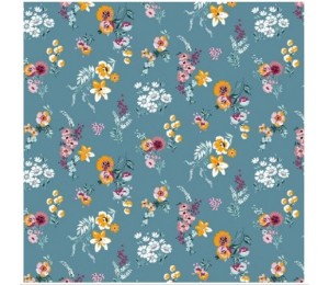 Textilwachstuch - Flowery by Poppy rauchblau